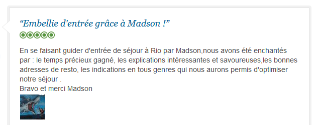 avis client francophone sur découverte optimisée de Rio avec guide privé