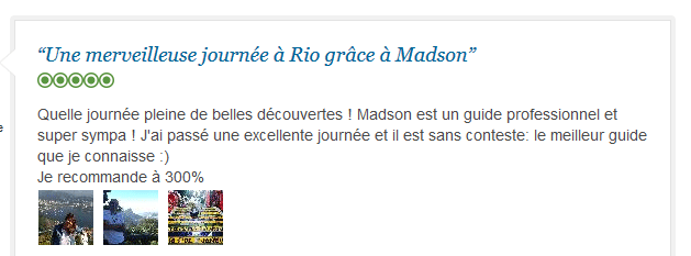avis client sur visite privée francophone de Rio riche en découvertes et en convivialité