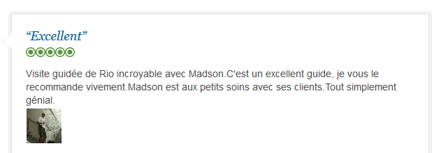 avis client sur visite guidée privée de Rio avec attention personnalisée en français