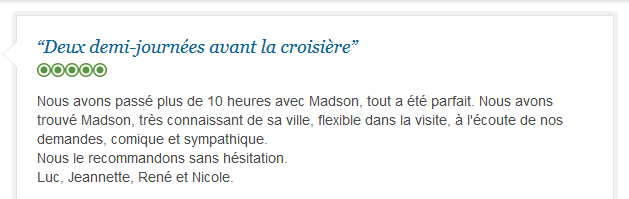 avis client sur deux demi-journées de visite privée francophone de Rio avant croisière