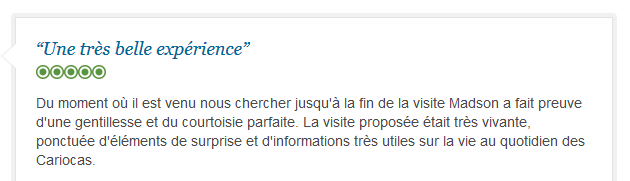 avis client sur visite vivante et authentique de Rio de Janeiro en français