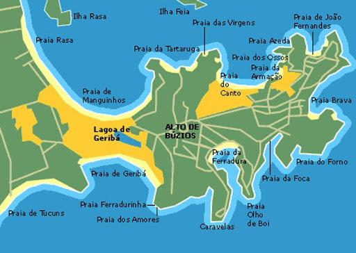 Carte de Buzios pour vous aider à vous reperer pendant le tour privé