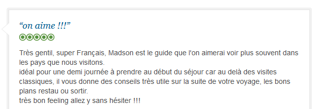 avis client francophone sur conseils personnalisés de visite à Rio de Janeiro