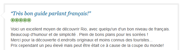 avis client francophone sur découverte de Rio avec un guide local en français