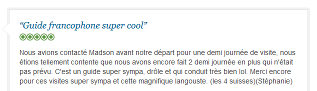 avis client francophone sur visites privées conviviales de Rio de Janeiro