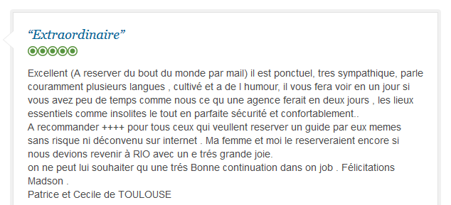 couple en visite guidée en français à Rio de Janeiro avec un guide local